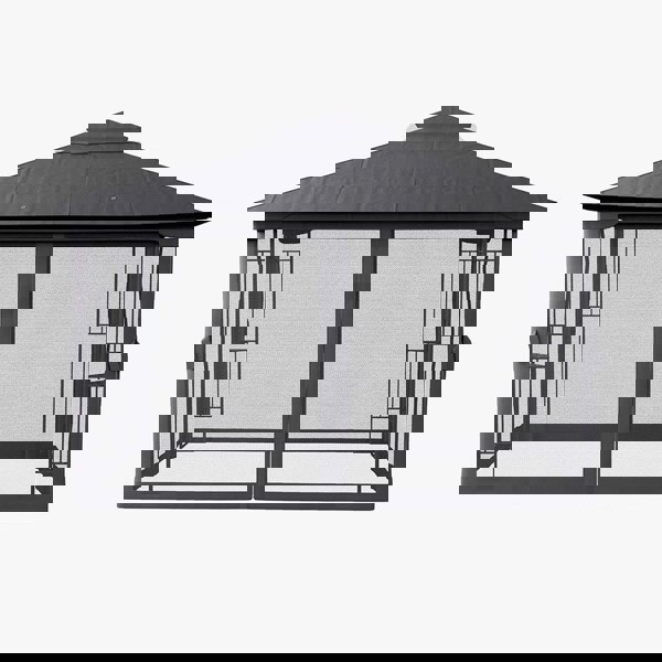 Premium Iron Outdoor Pergola with Sheer Charcoal Gray Screens Living and Home 