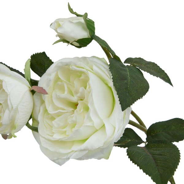 Wyld Haus Set of 3 Artificial Flowers White Charity Rose Stems