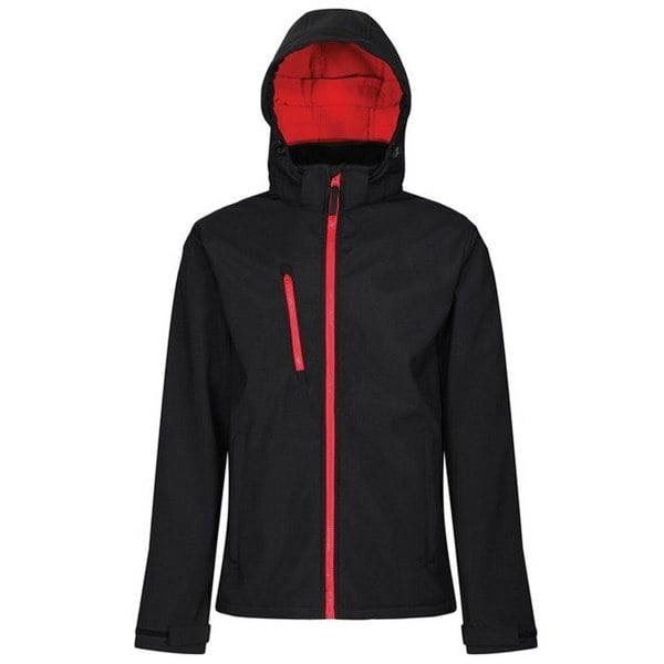 Regatta Men's Venturer Hooded Soft Shell Jacket - Black/Classic Red