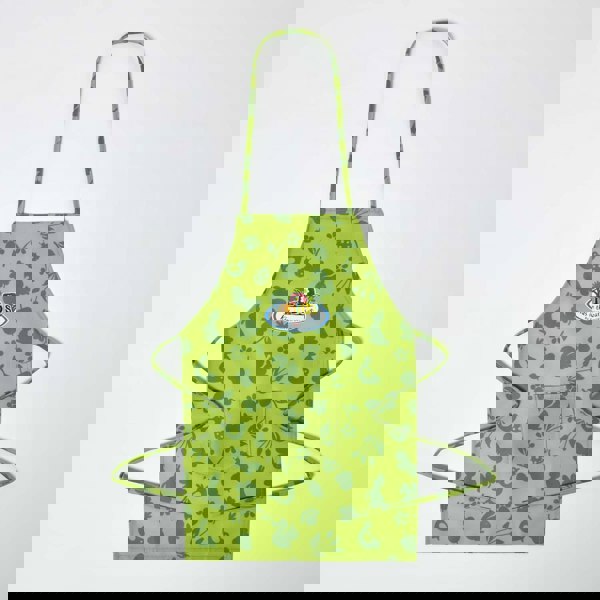 HOMESCAPES Children's Gardening Apron with Green Floral Design