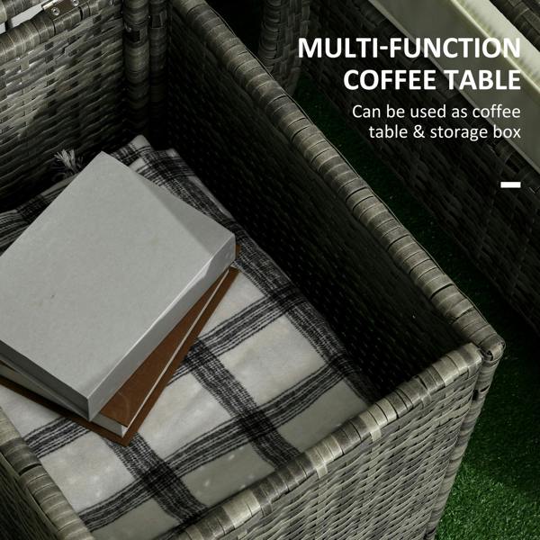 Wyld Haus Nola Nora Gey Rattan 3 Piece Bistro Set With Storage Coffee Table And Orange Cushions