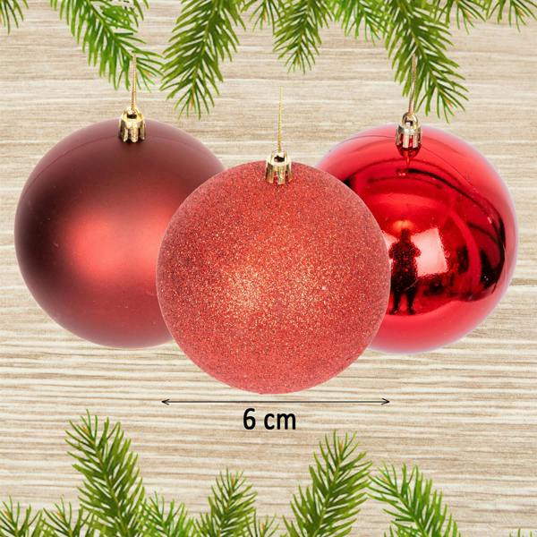 6cm 6 Pack Shatterproof Dark Red Christmas Baubles for Trees, Wreaths and Garlands image 3
