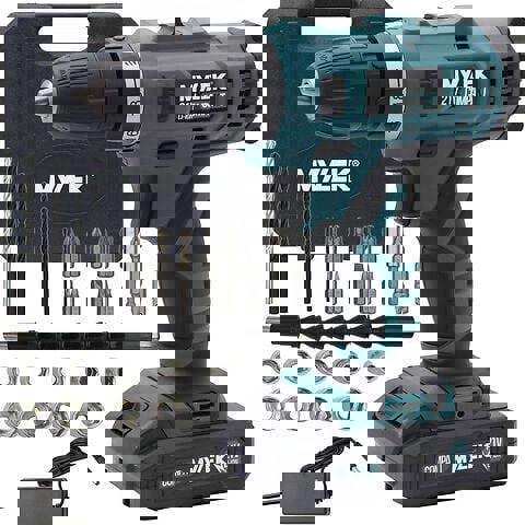 MYLEK 21V Cordless Drill Electric Li-ion Screwdriver Set, 2 Speed, Fast Charge, Variable Speed