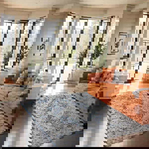 Livabliss Jolie-Vintage Blue Grey Beige Black Traditional Boho Rug