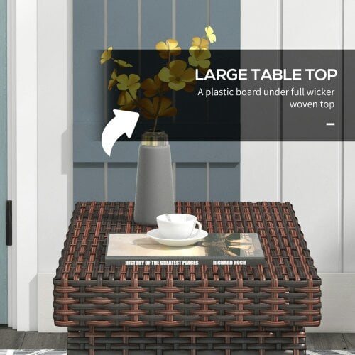 Wyld Haus Fihaso 60cm Rattan Brown Folding Outdoor Bistro Side Table With Steel Frame