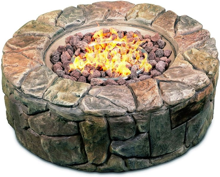 Centurion Supports Fireology KALUYA Bronze Lavish Garden and Patio Gas Fire Pit with Eco-Stone Finish - Fully Assembled