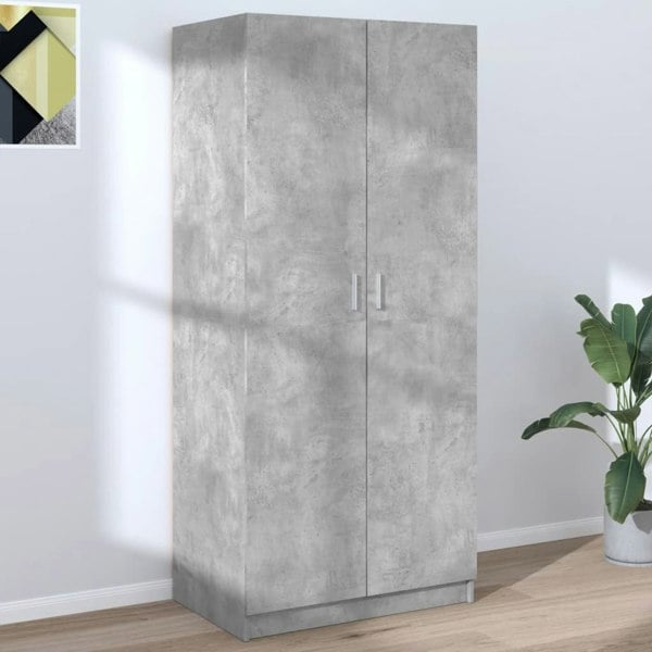 Berkfield Wardrobe Concrete Grey 80x52x180 cm Engineered Wood