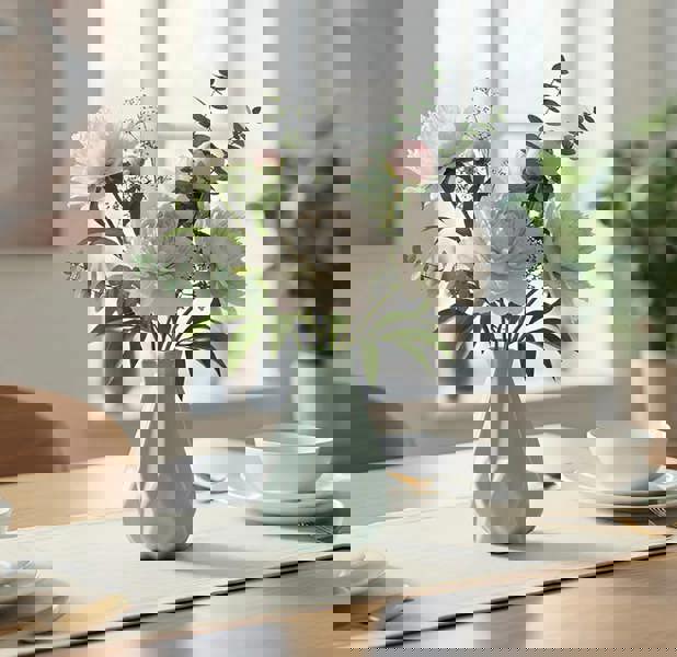 Anyhouz ANYDECO Flower Vase Light Green Medium Geometric Style Nordic Pot Home Decor