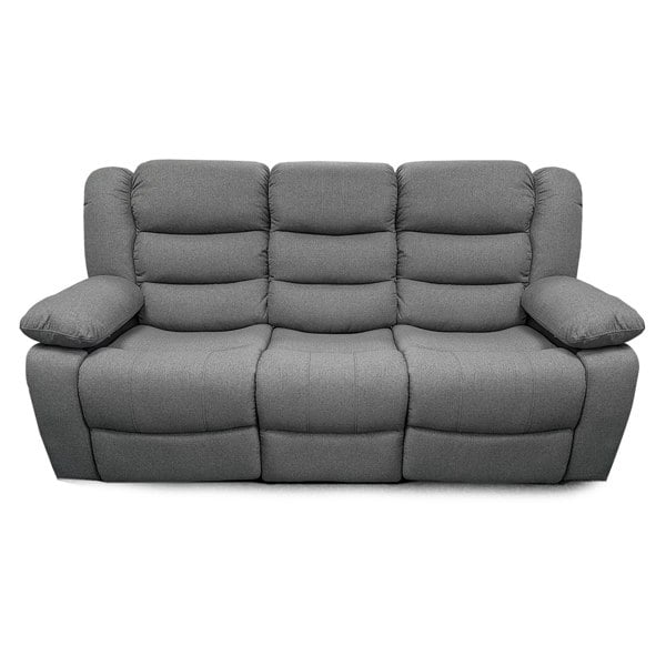 Furnishings For Less Manhattan Grey Fabric Reclining 3 Seater Sofa