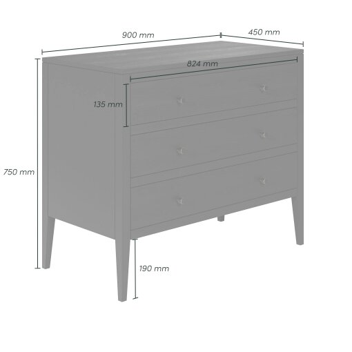 Wyld Haus Bilbao Black Wood Grain 3 Drawer Chest