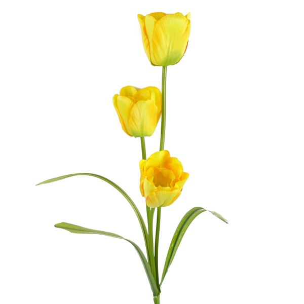 Leaf Pack of 6 x 80cm Artificial Tulip Yellow Stem