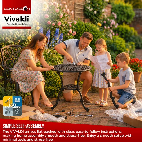 Centurion Supports VIVALDI Black Garden & Patio Cast Aluminium Bistro Table