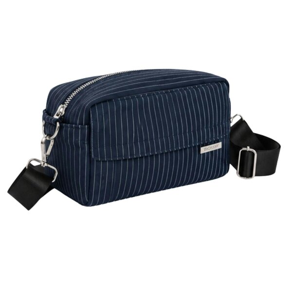Lorenz Striped Waxed Feel Crossbody Bag - Navy