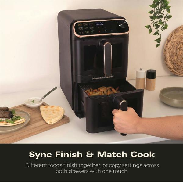 Hamilton Beach DualStack 11L Smart Air Fryer - Black & Brushed Brass