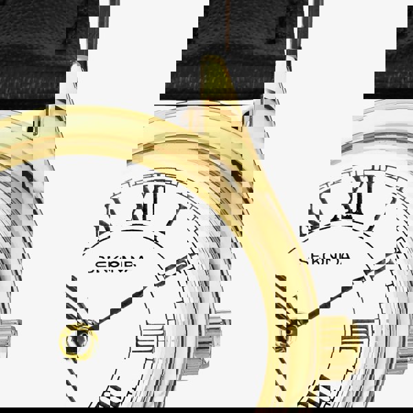 Sekonda Ladies Evans Gold Plated Black Leather Strap Watch 40686