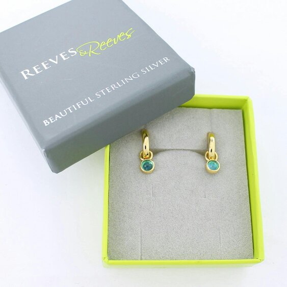 Reeves & Reeves Stone Charm Hoop Earrings