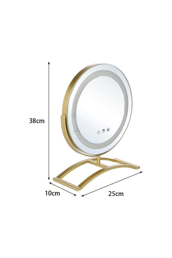 Living and Home Bathroom Round Mirror with Lights,3 Lighting Modes & 360 Degree,Tabletop Cosmetic Mirror For Dormitory & Bedroom Vanity Case