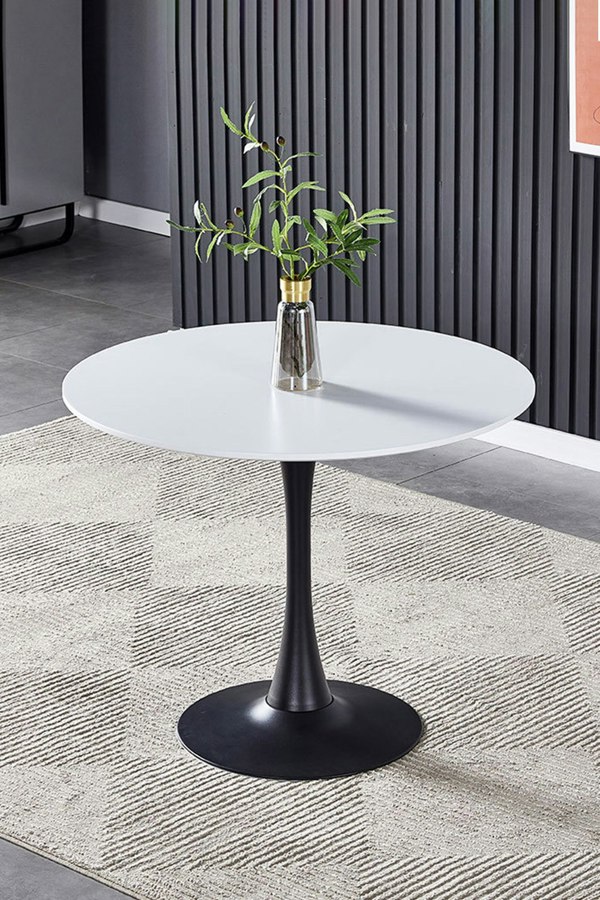 Living and Home 5-piece Set of Round Dining Table & 4 Tufted Dining Chairs Round Coffee Table Set