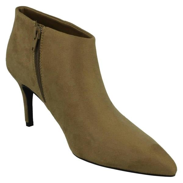 Spot On Ladies Spot On High Heel Low Cut Ankle Boot with Metal Heel Trim F51229