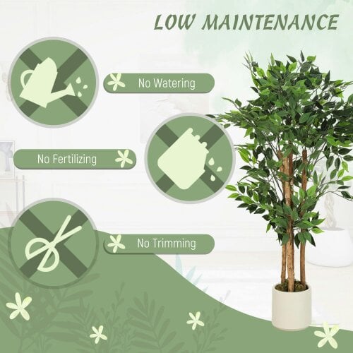 Wyld Haus Rokalo Artificial Ficus Style Tree With Solid Trunk Detail In Pot 120cm Green