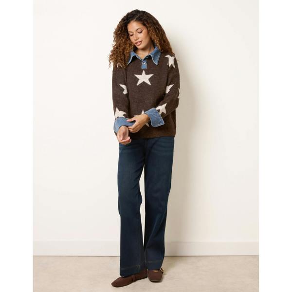 Blue Vanilla Star Knit Polo Jumper