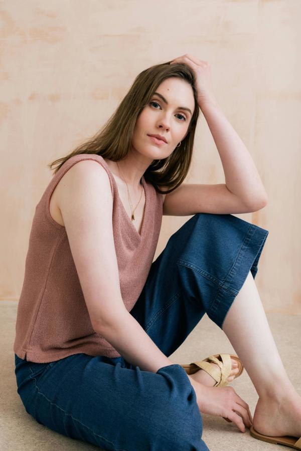 Ginnie Knit V-Neck Vest Soft Pink