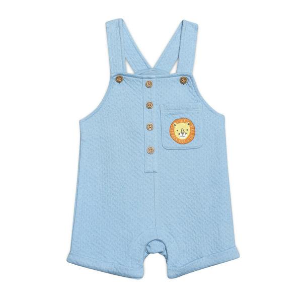Mini Cuddles Baby Boys Lion Patch Dungaree Set With Matching Cap, Blue