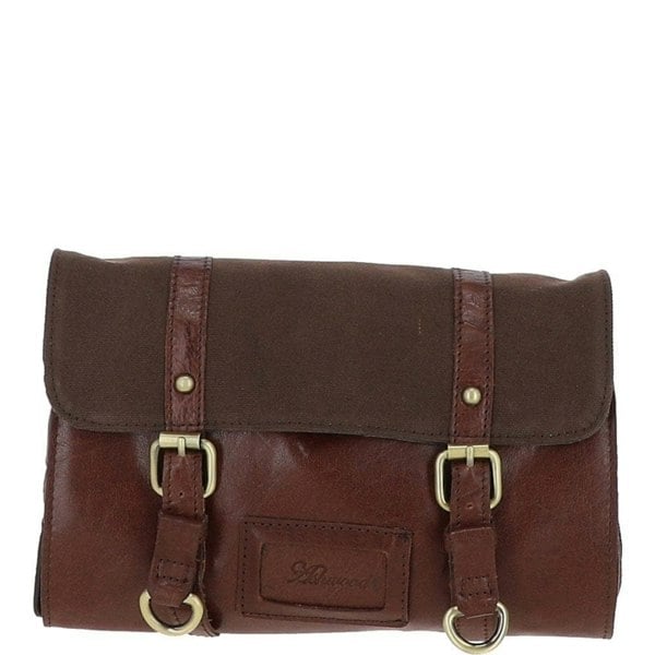Mens Leather & Canvas Hanging Toiletry Bag: 7010