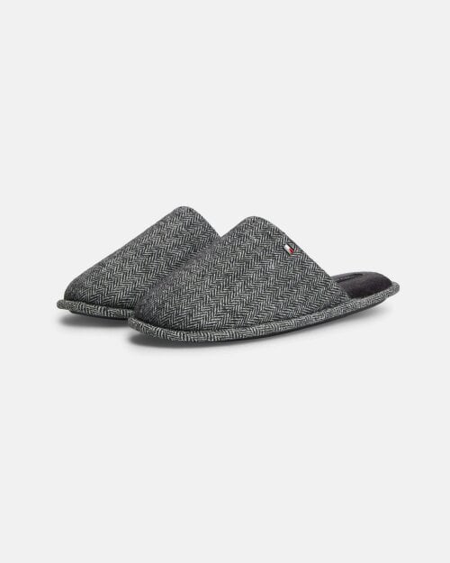 Tommy Hilfiger Herringbone Mens Hilfiger House Shoes - Universal Grey