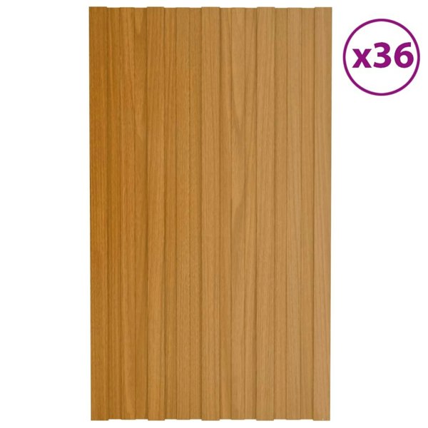 Berkfield Roof Panels 36 pcs Galvanised Steel Light Wood 80x45 cm