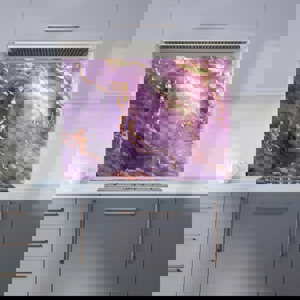 Warren Reed - Designer Purple And Gold Marble Effect Kitchen Splashback