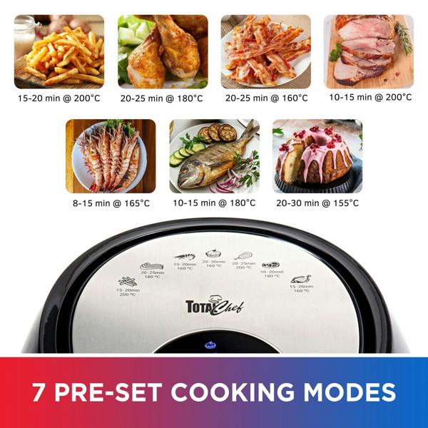 Total Chef 3.6L Air Fryer Digital Touchscreen with 7 Cooking Presets & Programmable Timer