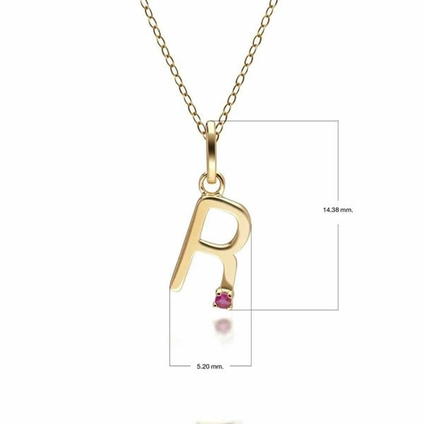Gemondo Initial Ruby Letter Necklace In 9ct Yellow Gold