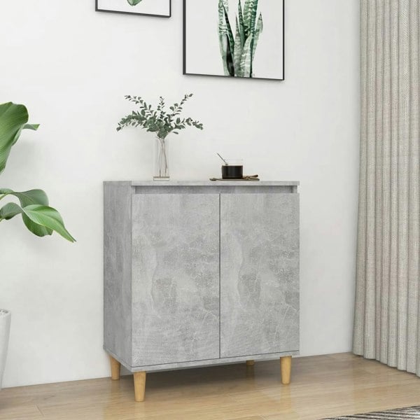 Berkfield Sideboard&Solid Wood Legs Concrete Grey 60x35x70 cm Engineered Wood