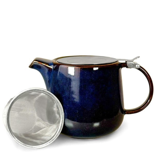Scandi Home 1L Bergen Blue Reactive Glaze Teapot with Stainless Steel Lid