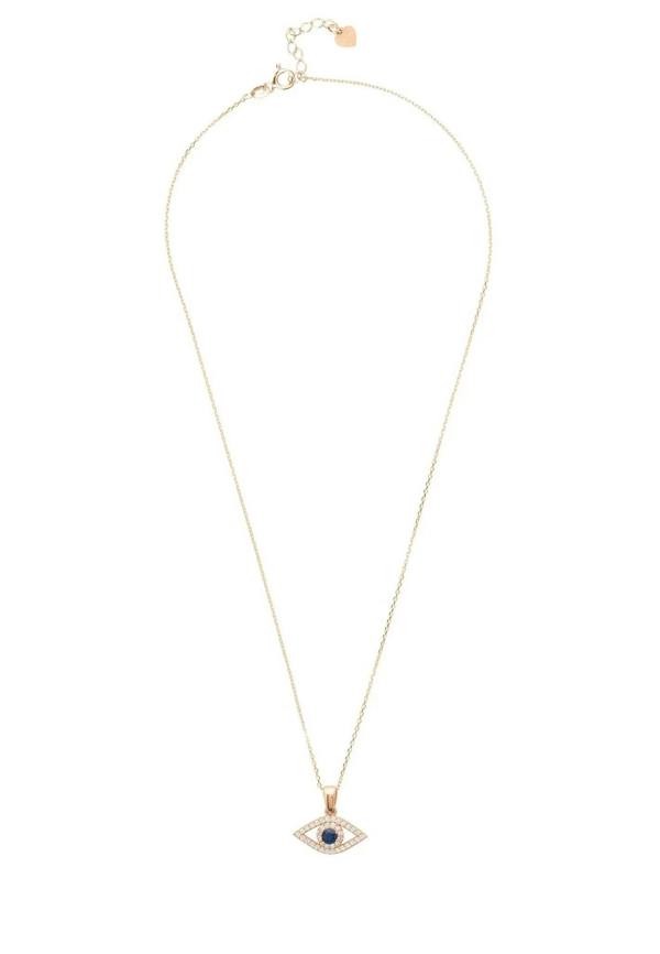 Evil Eye Elliptical Necklace Blue Rosegold - LATELITA Necklaces