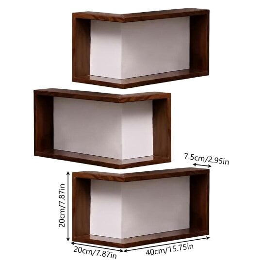 Havendro 3PCS/Set Wood Corner Shelves Book Shelves Storage Wood Display Bookcase School