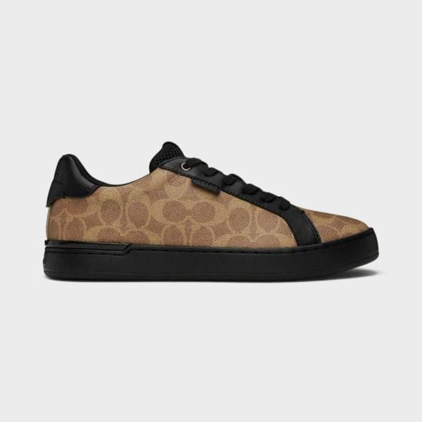 Supplied Fashion 1941 Lowline low-top sneakers in brown signature logo print with black leather trim and rubber sole.