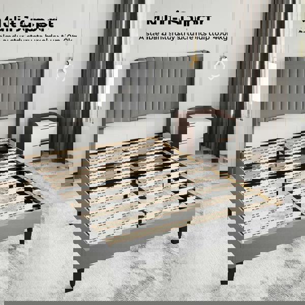 Levede Bed Frame Double King Metal Wood Winger Panel Soft Upholstered Headboard