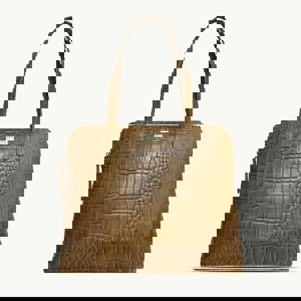 Assots London 'Eva' Mustard Croc Real Leather Designer Unlined Tote Bag