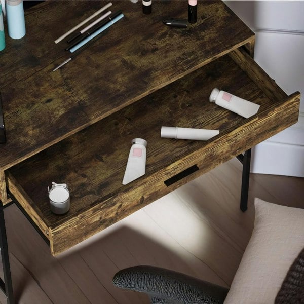 Rafaelo Mobilia Industrial Dressing Table With Mirror Rustic Brown