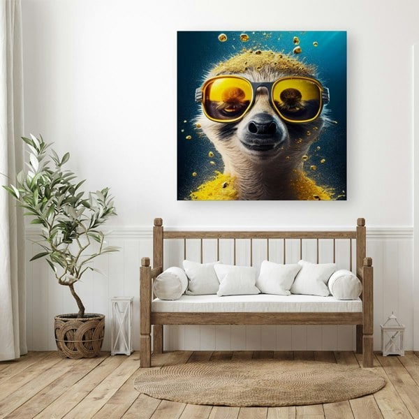 Warren Reed Meerkat With Golden Glasses Splash Art Canvas