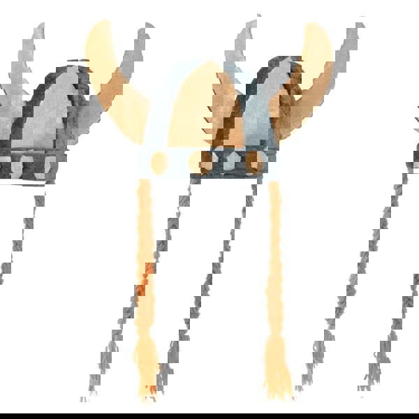 Bristol Novelty Unisex Soft Viking Helmet With Plaits - Beige/Grey/Ginger - 