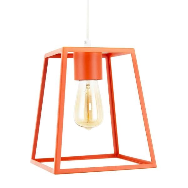 Industrial Lantern Lamp Shade in Orange with Square Top and Bottom Image 1