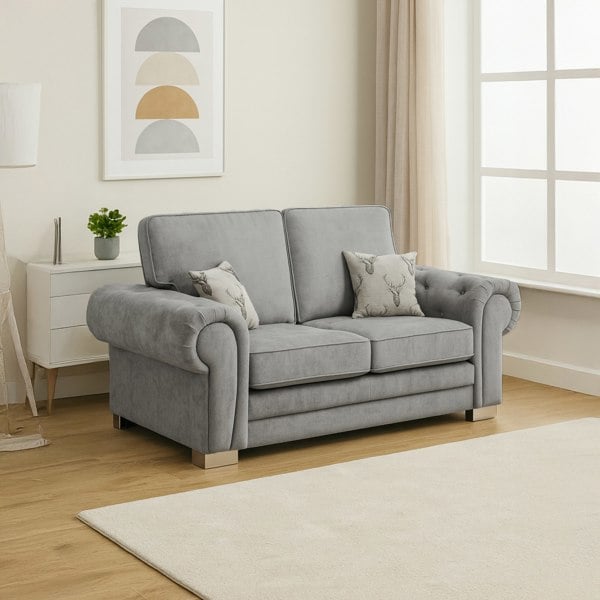 Furnishings For Less Milan Chesterfield Fabric 2 Seater Sofa - Full Back
