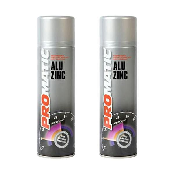 Promatic 2X Promatic Alu Zinc Spray Paint 500ml