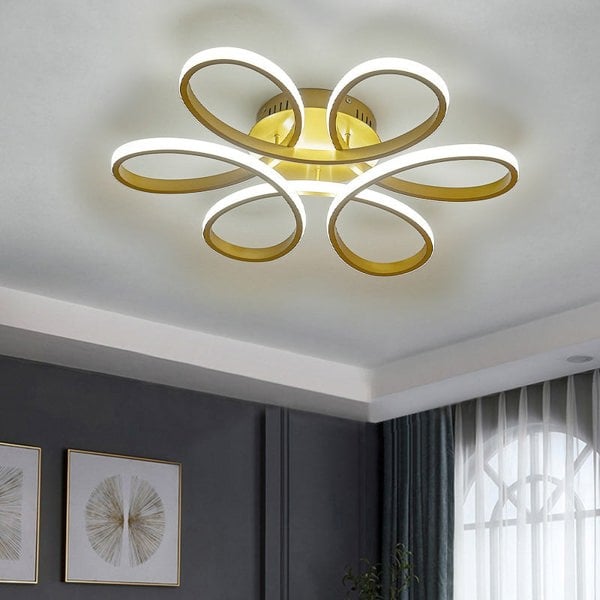 Golden Frame Modern Cool White LED Chandelier Ceiling Light Ceiling Light Fixtures Living and Home Cool White