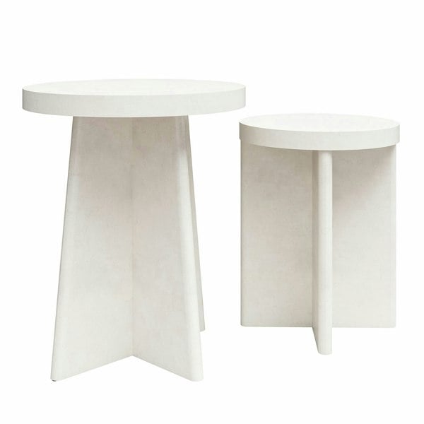 Dorel Home Liam Round End Tables 2-pack Plaster