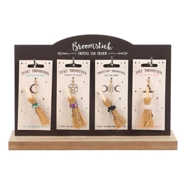 Serano Set of 24 Lucky Crystal Broomstick Car Charms on Display