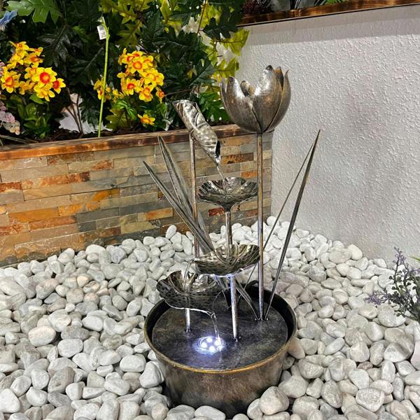 Tranquillity Water Features Small Flower Modern Metal Water Feature